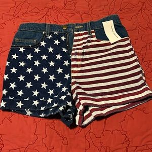 American Apparel flag Jean shorts.  NWT